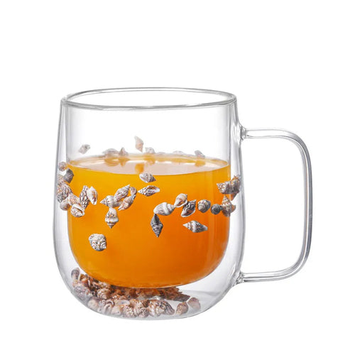 Preciosas tazas de vidrio de borosilicato de alta gama con asa