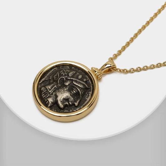 Collier de pièces de monnaie romaines vintage Amorita