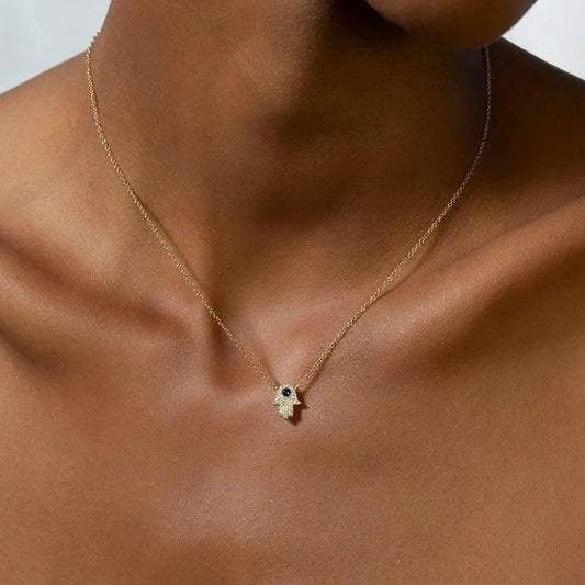 Collier avec pendentif main de Fatima en argent sterling 925
