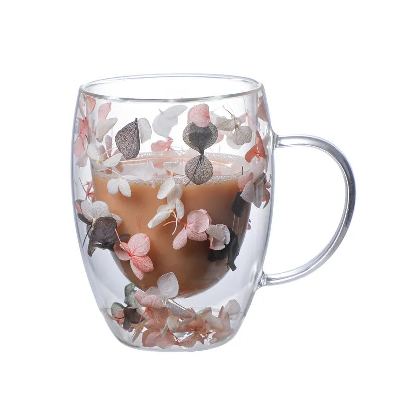 Preciosas tazas de vidrio de borosilicato de alta gama con asa