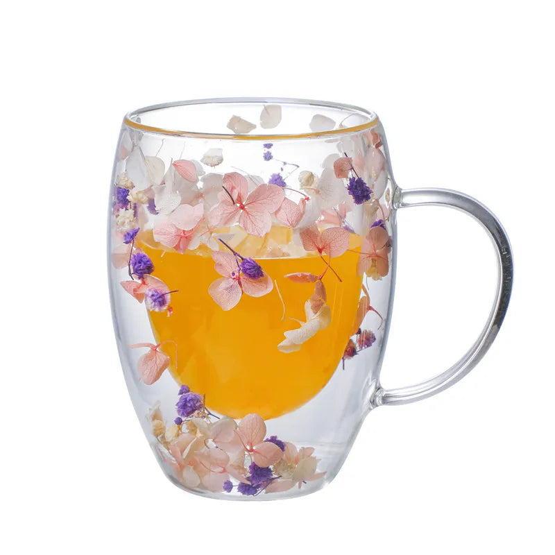 Preciosas tazas de vidrio de borosilicato de alta gama con asa