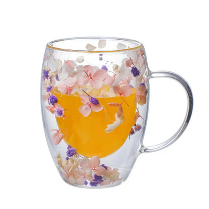 Preciosas tazas de vidrio de borosilicato de alta gama con asa