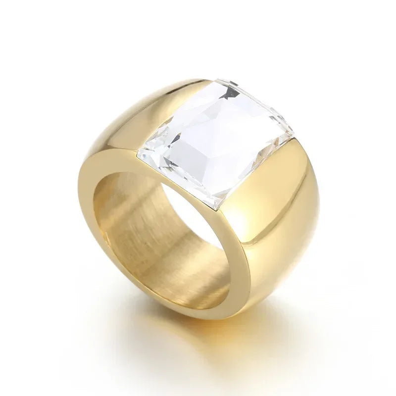Anillo grande de piedra de cristal