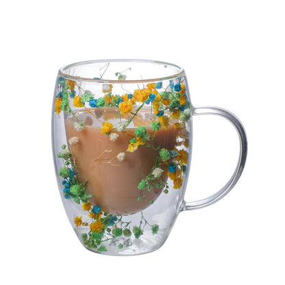 Preciosas tazas de vidrio de borosilicato de alta gama con asa