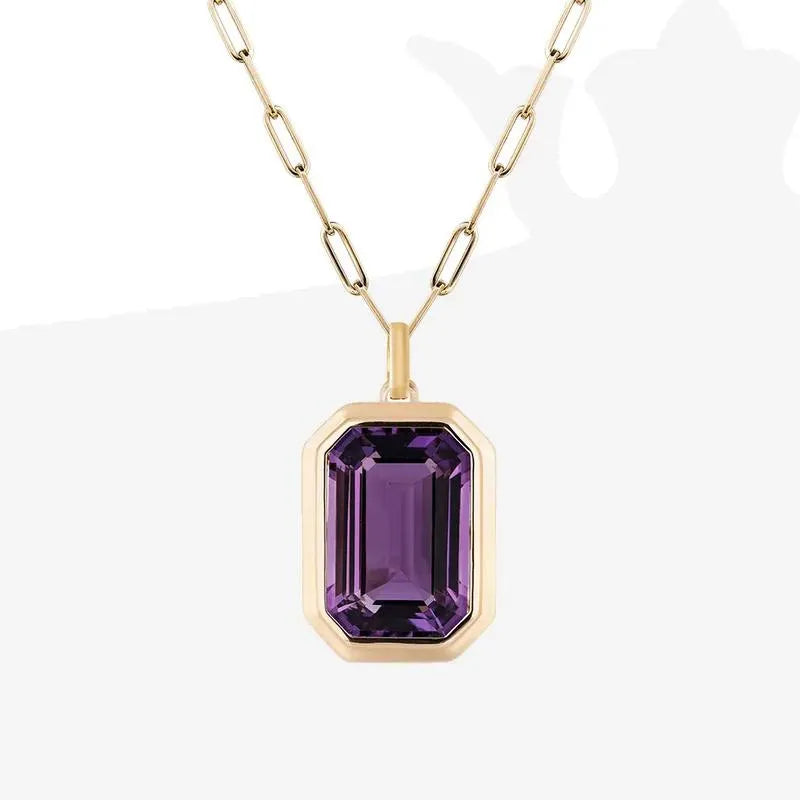 Magnifique collier pendentif carré géométrique en cristal