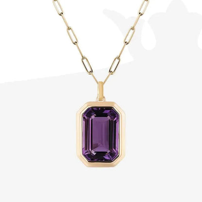 Magnifique collier pendentif carré géométrique en cristal