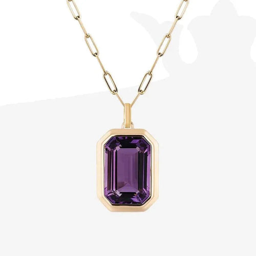 Hermoso collar con colgante de cristal cuadrado geométrico