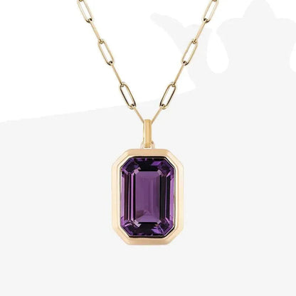 Magnifique collier pendentif carré géométrique en cristal