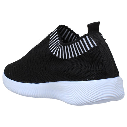 Zapatillas deportivas SOBEYO para mujer, con puños a rayas, color negro
