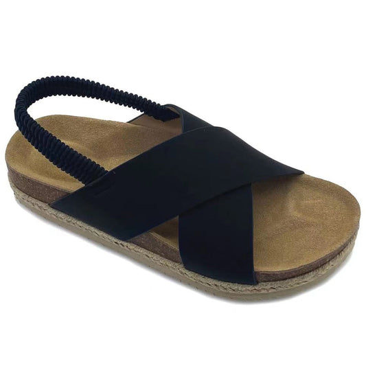 Sandales à plateforme croisées classiques pour femmes, espadrilles à bride arrière