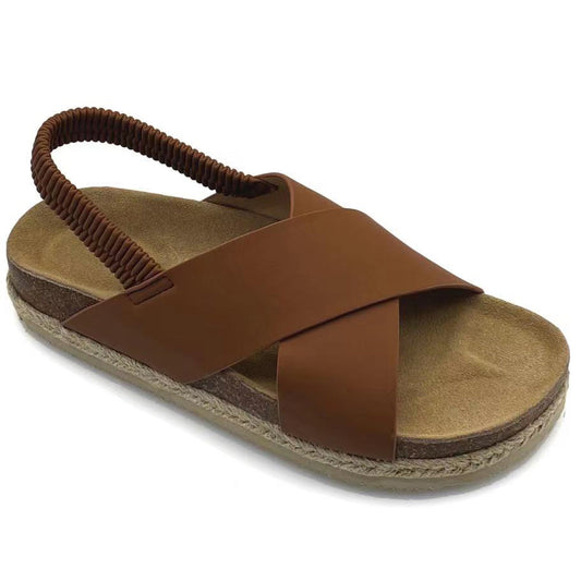 Sandales à plateforme croisées classiques pour femmes, espadrilles à bride arrière