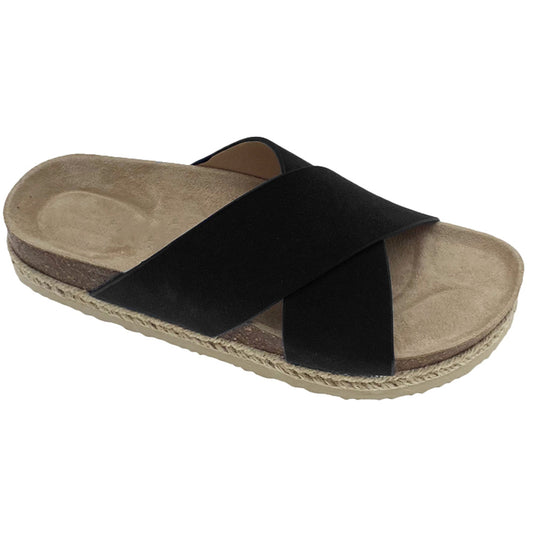 Sandales à plateforme croisées classiques pour femmes, espadrilles noires