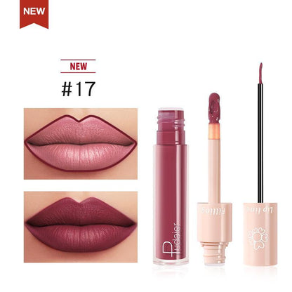 Delineador de labios y lápiz labial líquido mate Pudaier Duo - Color n.° 17 Berry