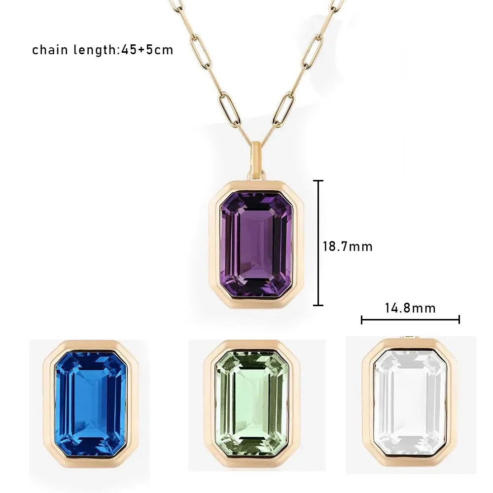 Magnifique collier pendentif carré géométrique en cristal