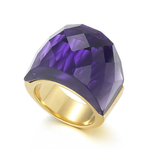 Anillo grande con piedra de cristal