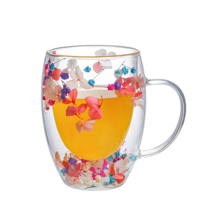 Preciosas tazas de vidrio de borosilicato de alta gama con asa
