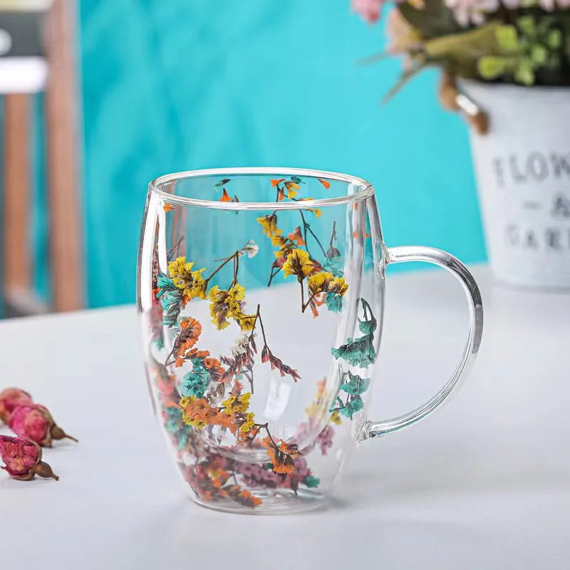 Preciosas tazas de vidrio de borosilicato de alta gama con asa
