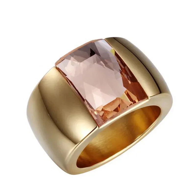 Anillo grande de piedra de cristal