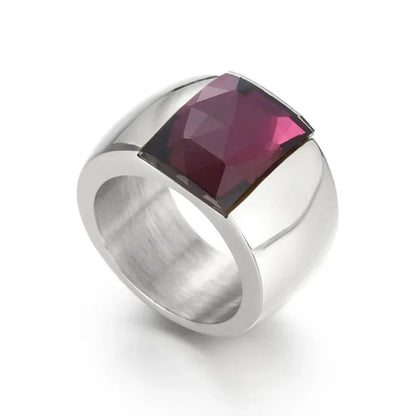 Anillo grande de piedra de cristal