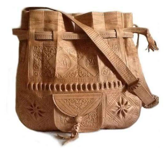 Bolso de cubo de cuero marroquí