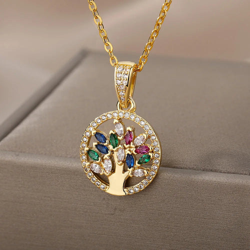 Hermoso collar de cristal del árbol de la vida