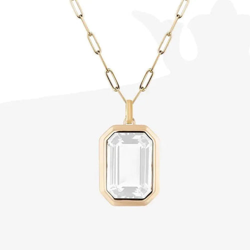 Magnifique collier pendentif carré géométrique en cristal
