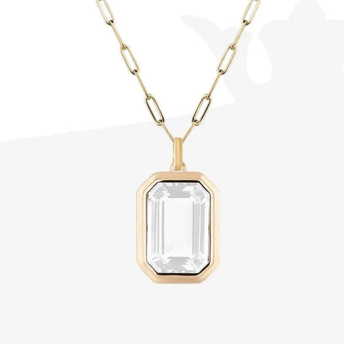 Hermoso collar con colgante de cristal cuadrado geométrico