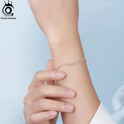 Bracelet tennis trombone plaqué or 14 carats