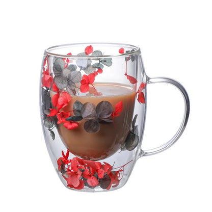 Preciosas tazas de vidrio de borosilicato de alta gama con asa