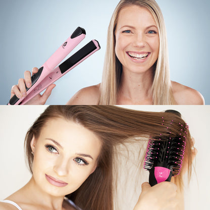 Paquete de potencia para peinar el cabello: secador de cabello de un solo paso y cepillo voluminizador +