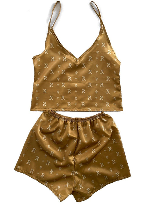 Esme - Pijama de seda dorada para mujer