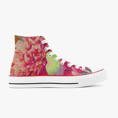 Zapatillas altas de lona con diseño floral neón de Jacki Easlick Couture