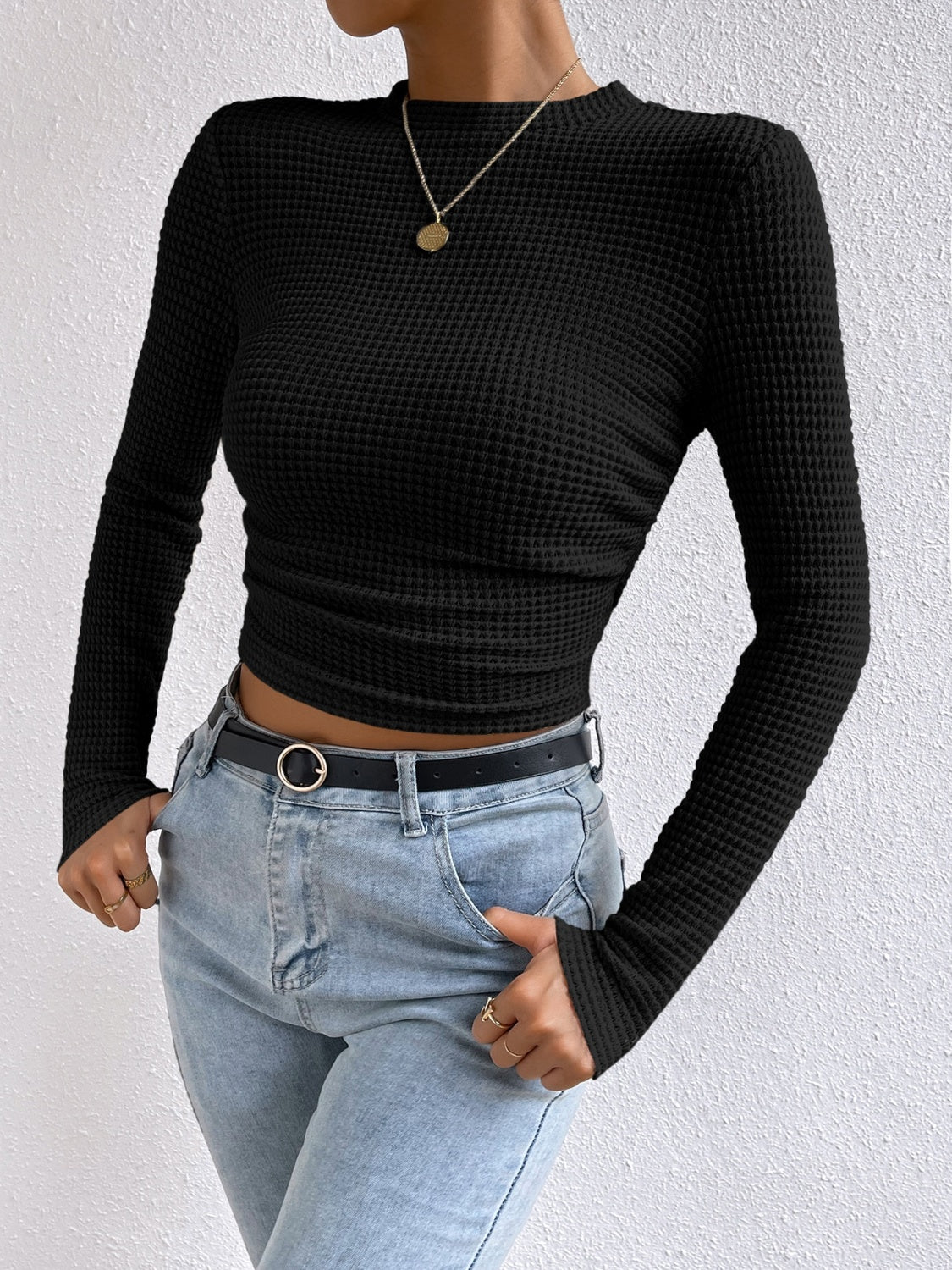 Camiseta de manga larga con cuello redondo