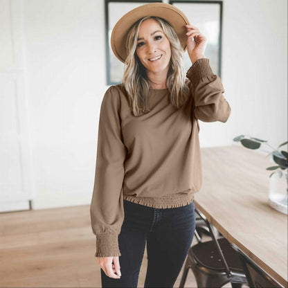 Manches bouffantes en laine tissée Dobby