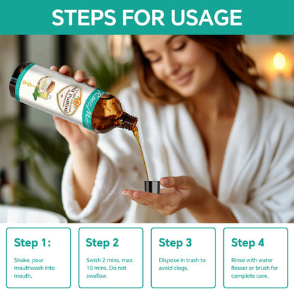 Coconut Oil Pulling (8 Fl.Oz) Alcohol Free Mouthwash Oil for Fresh