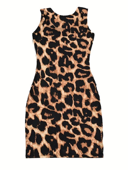 Vestido de moda con escote en V y estampado de leopardo para mujer