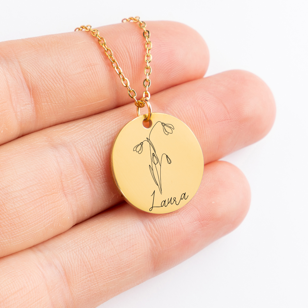 Collier Jacki Easlick® personnalisé avec nom et fleur de naissance