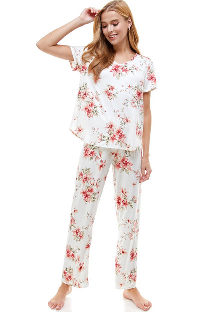 Ensemble de salon à imprimé floral bleu pour femme – Confortable et élégant