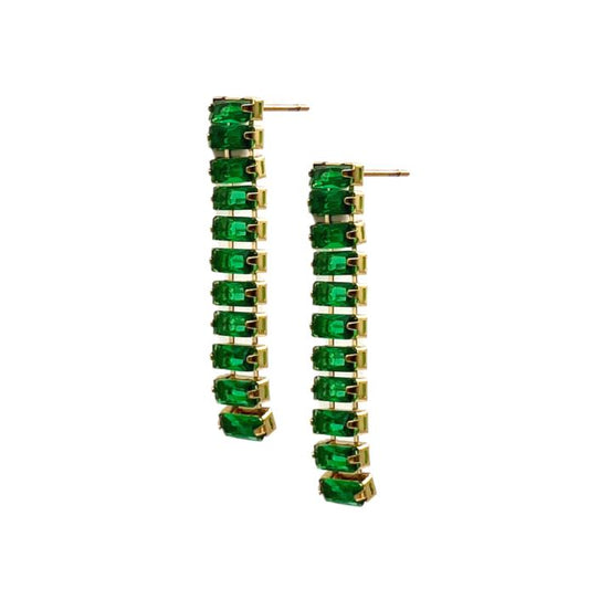 Boucles d'oreilles pendantes Alessia en émeraude et zircone cubique