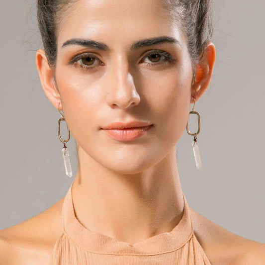 Boucles d'oreilles pendantes en quartz antique
