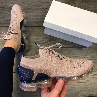 Zapatillas moradas 2021 para mujer, zapatos casuales de malla con colchón de aire, planas 