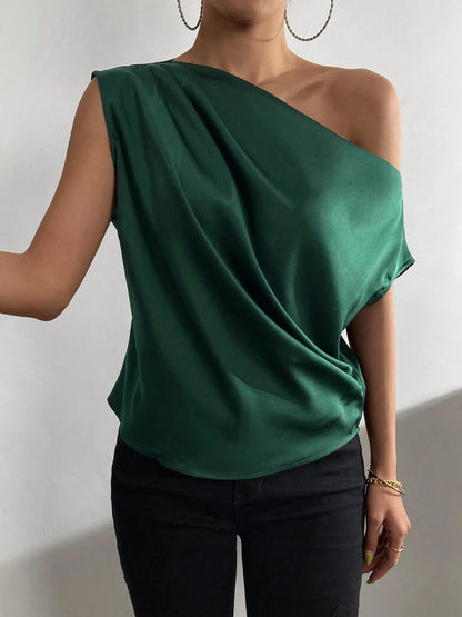 Blusa fruncida de un solo hombro
