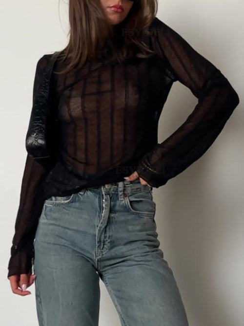 Camiseta de manga larga con cuello redondo