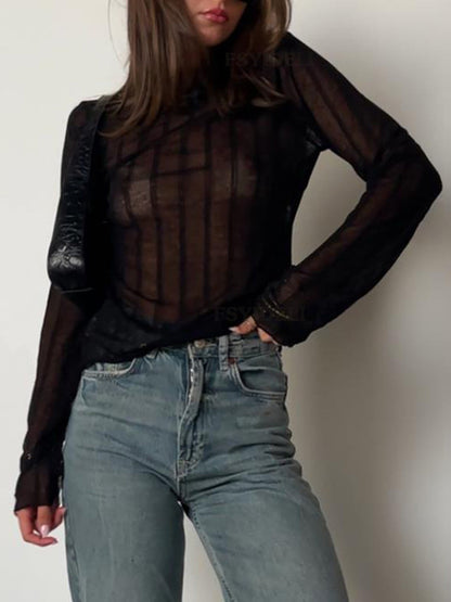Camiseta de manga larga con cuello redondo