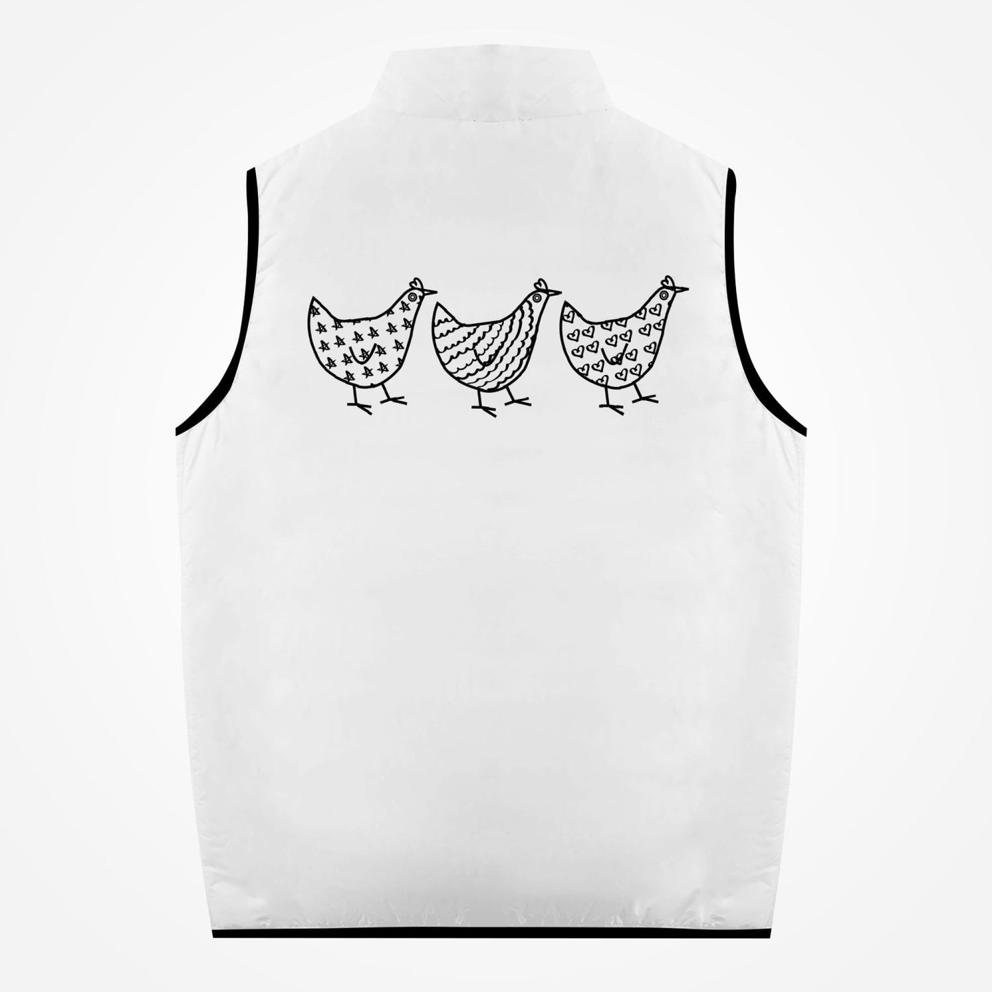 Chaleco con cremallera de algodón "Three Crazy Chickens" de Jacki Easlick 