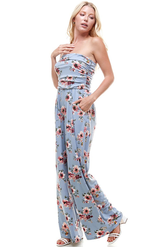 Combinaison bustier fleurie pour femme