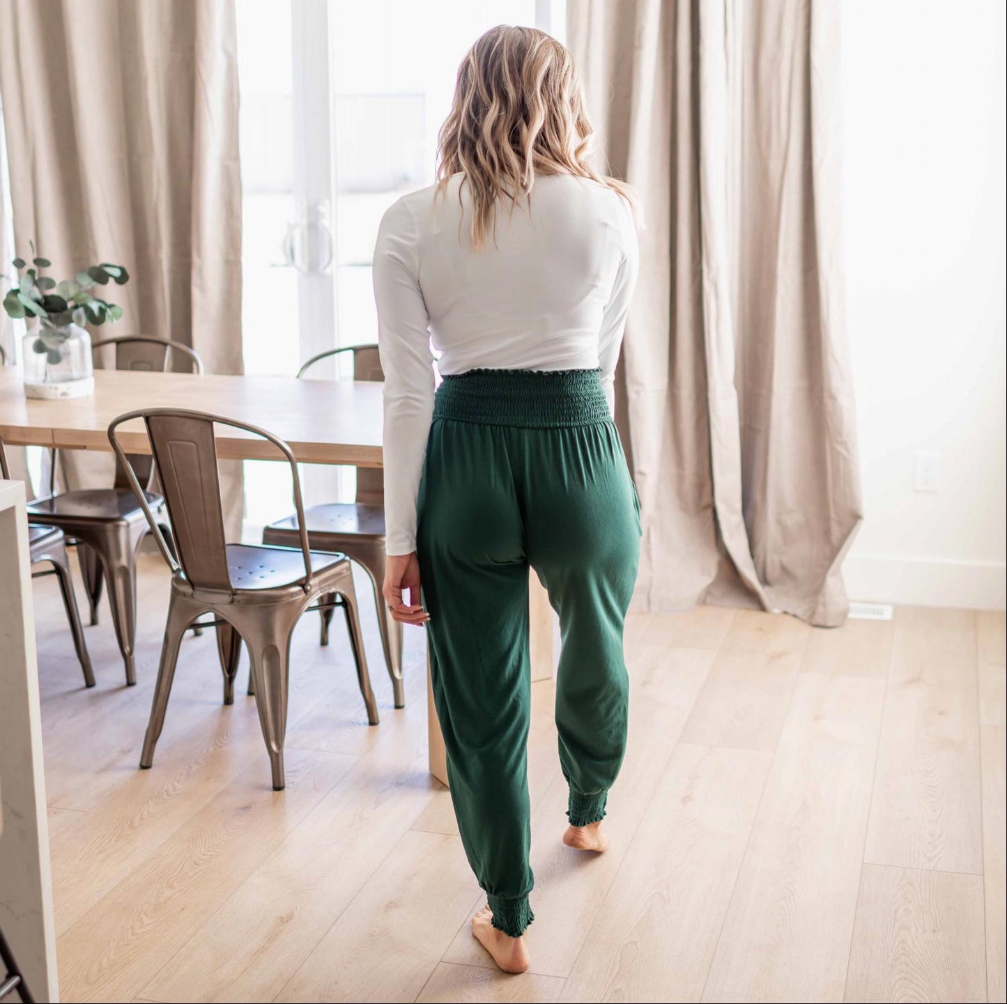 Pantalon de jogging taille haute à smocks