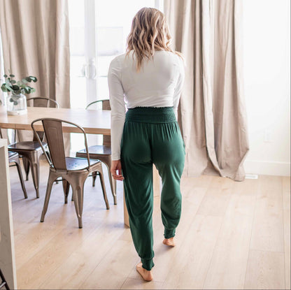 Pantalon de jogging taille haute à smocks