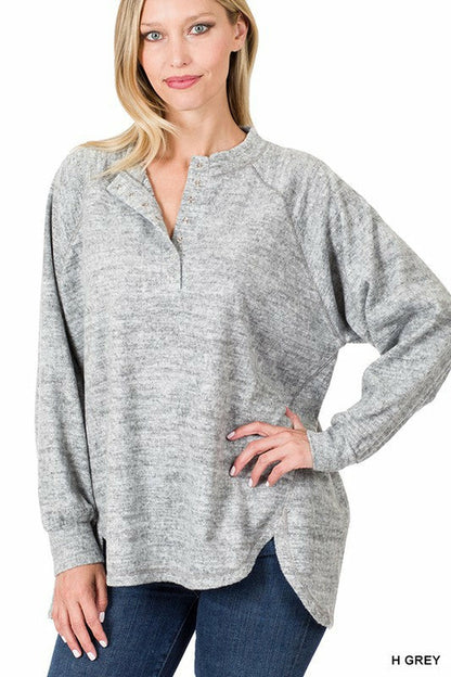 Brushed Melange Raglan Sleeve Sweater