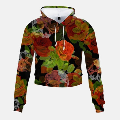 Sudadera corta con rosas y calaveras de Jacki Easlick